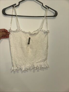 Heart & Hips White Smocked Ruffle Cami